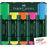 Faber Castell Text Liner Pen - Assorted, Super Fluorescent Highlighters, 154805, 1 pc (Set Of 5)