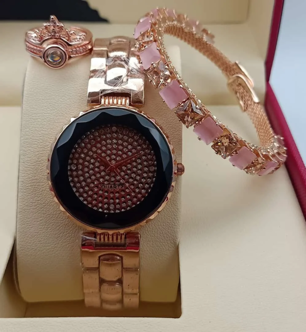 Beautiful Combo of Women Watch, Ring & Earring}