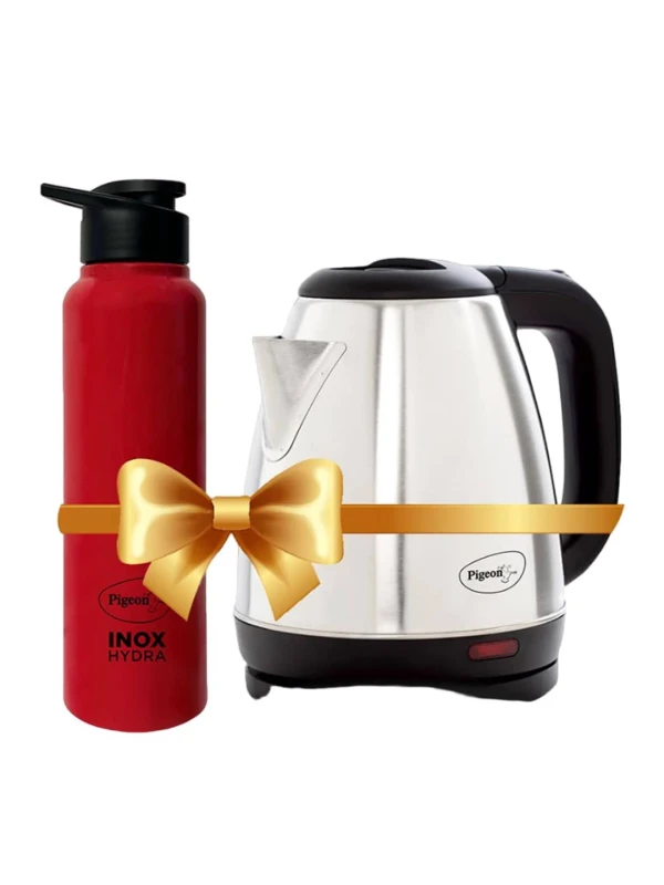 Pigeon 1.5 litre Hot Kettle and Stainless Steel Water Bottle Combo}