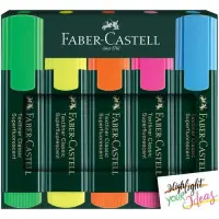 Faber Castell Text Liner Pen - Assorted, Super Fluorescent Highlighters, 154805, 1 pc (Set Of 5)