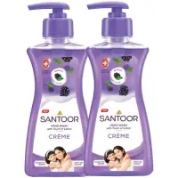 Santoor Creme Hand Wash - Berries & Tulsi, With Touch Of Lotion, 200 ml